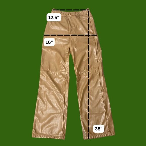 Shein Faux Leather Wide-Leg Pants – Caramel Brown (XS Petite) - Picture 3 of 5